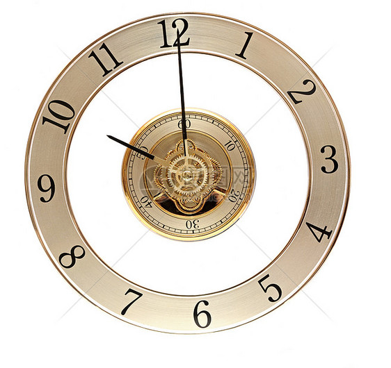 配有齿轮的黄金时钟坚果数字金属圆圈工艺合金拨号古董小时时间图片