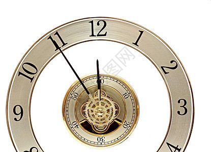 配有齿轮的黄金时钟技术时间古董轮子圆圈工艺金属小时倒数手表图片