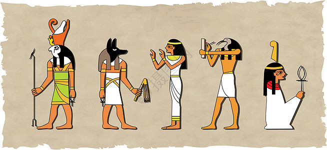 矢量的埃及神头饰魔法上帝雕刻莎草沙漠考古学历史神话国王图片