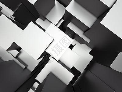 3 d 抽象建筑背景白色艺术曲线插图金属立方体建筑学商业黑色艺术品图片