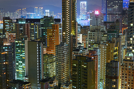 夜间在香港的建筑财产天空地板晴天住房高楼窗帘摩天大楼生活抵押图片