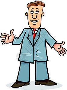 穿西装的卡通男子漫画快乐领带男人微笑套装办公室卡通片人士商业图片