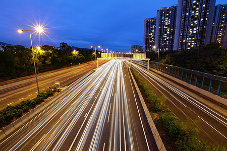 特大城市高速公路的光线小路踪迹蓝色首都公共场景沥青街道驾驶景观图片