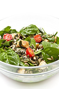 菠菜沙拉营养维生素沙拉松子白色食物饮食菠菜蔬菜西红柿图片