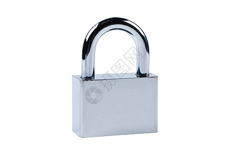 在白色背景上孤立的隔板锁金属灰色警卫安全保障挂锁背景图片