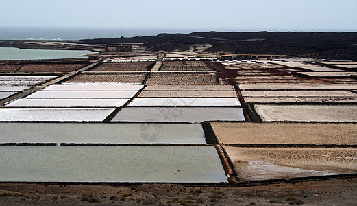 盐在兰萨罗特工作村庄火山全景地平线指南岩石海鸥街道假期潜艇图片