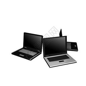 3D型黑色黑膝上型电脑监视器钥匙屏幕电子工作白色商业笔记本场地技术图片