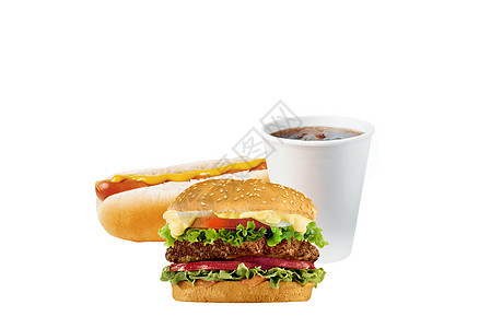 汉堡汉堡汉堡 加薯条和苏打饮料图片