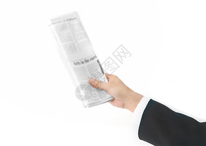报纸在手掌中水平阅读打字稿白色印刷社论办公室文档杂志经理图片
