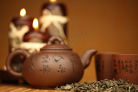 中国茶文化竹子金子液体杯子早餐传统仪式厨房宏观图片