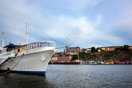 斯德哥尔摩 欧洲的瑞典 船舶和建筑建筑学天空首都建筑物城市旅游海洋港口全景旅行图片