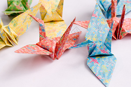 纸鸟星星工艺起重机绿色折纸玩具艺术爱好白色图片