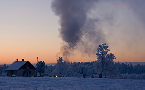 俄罗斯冬季木头雪景国家天空寒意寒冷雪花场景冻结森林图片