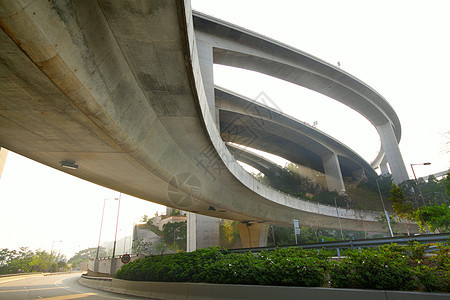 香港的高速公路和日落的天空图片