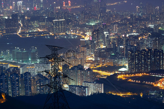 夜间的城市 山岳所显示的建筑学街道中心全景景观照片旅游日落场景力量图片