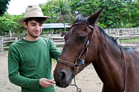 马和骑马者男生绿色国家学校马匹男人女士骑士鞍座农场图片