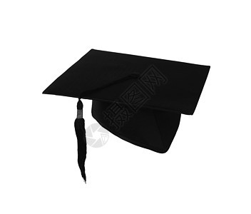 白色学生帽子教育文凭学校学士大学黑色丝带背景图片