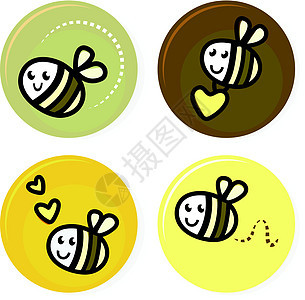 白色上孤立的可爱面粉蜜蜂收集图片