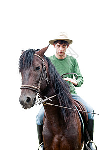 马和骑马者绿色国家骑士动物鞍座男生农场热带男人女孩图片