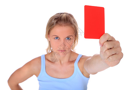 红卡选择性控制卡片焦点女孩红色公平竞争红牌金发女士图片