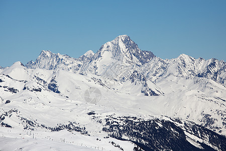 山上有高山蓝色太阳阳光旅行单板滑雪板顶峰滑雪冰川全景图片
