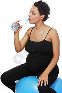 参加运动的孕妇瑜伽成人微笑幸福母性女士女性蓝色母亲快乐图片