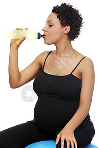 参加运动的孕妇体操蓝色健身房卫生母亲保健女士幸福父母肚子图片