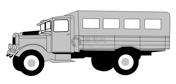 白色背景 矢量插图上的反光车挡风玻璃玻璃兜帽草图车辆货车保险杠车轮风格电机图片