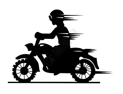 白色背景 矢量图示上的摩托车手光影图片