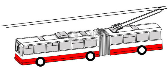 白色背景 矢量插图上的电车公共汽车环影图片