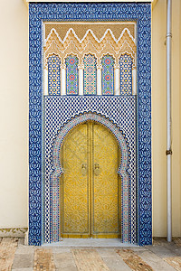 摩洛哥门入口建筑学建筑风格文化风格马赛克背景图片