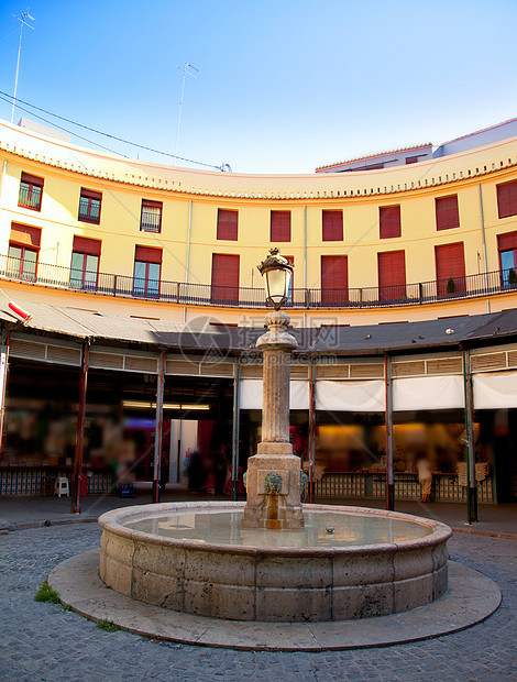 位于巴伦西亚市中心广场的城市天空地标古董正方形历史性晴天字体喷泉石头图片