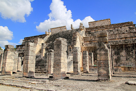 墨西哥洛斯古雷罗斯圣殿神话城市地标圆柱形古董废墟崇拜旅行纪念碑历史性图片