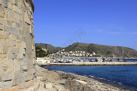 莫拉伊拉特乌拉达阿利坎特地中海城堡海岸线风景石头海景高地海岸石工场景支撑建筑学图片