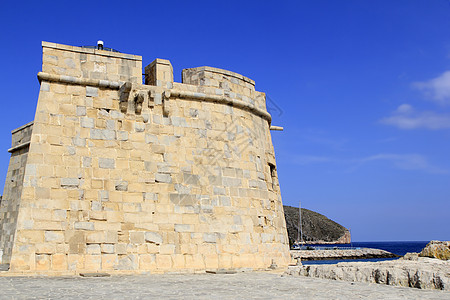 莫拉伊拉特乌拉达阿利坎特地中海城堡古董石工建筑海岸线支撑童话建筑学高地蓝色石头图片