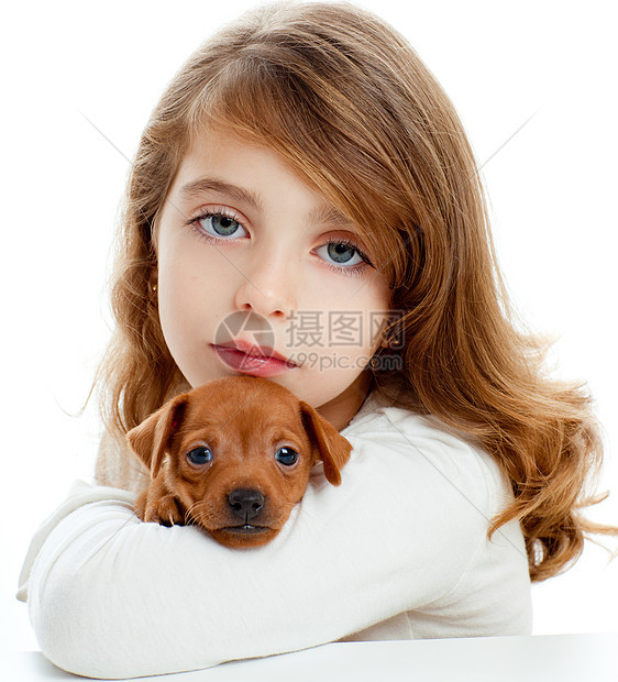 带小狗小狗迷你皮夹克的布朗特女孩婴儿别针家庭哺乳动物犬类宠物女性朋友幸福吉祥物图片
