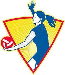 排球运动员发球侧玩家女性女士插图艺术品女孩服务图片