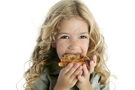 女孩吃饭美丽女性乐趣小吃营养女儿卷曲孩子食物金发图片