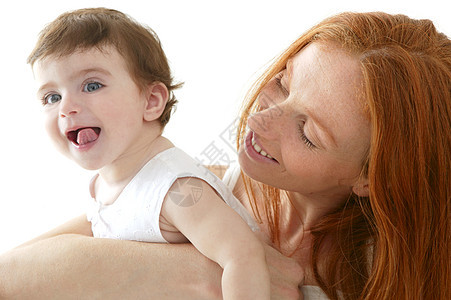 爱着的妈妈和宝宝 拥抱白色婴儿幸福童年孩子宏观女孩母亲皮肤家庭女士图片