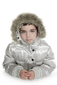 冬季大衣小姑娘女婴儿童年青年手势微笑孩子眼睛帽子外套喜悦图片