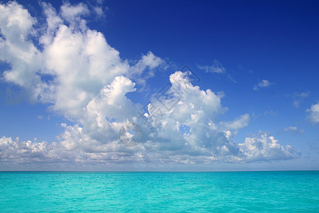 蓝天度假日加勒比海平面假期天堂情调波纹蓝色通体海洋晴天地平线液体图片