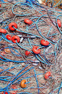 渔网和浮标纺织品编织细绳安全绳索宏观细胞塑料钓鱼织物图片