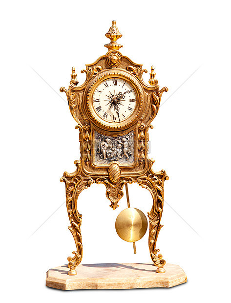 古老的黄铜钟表数字装饰品家具金属拨号古董祖父奢华小时玻璃图片