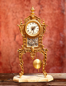 古老的金铜钟钟表金子家具奢华玻璃数字黄铜手表祖父时间小时图片