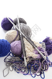 配羊毛线球编织工具针织工艺创造力产品蓝色线索爱好细绳棉布纺织品图片