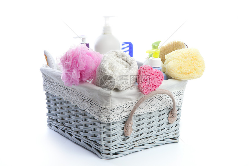 带淋浴凝胶的浴室厕所篮子毛巾温泉肥皂礼物芳香疗法按摩洗发水刷子身体图片