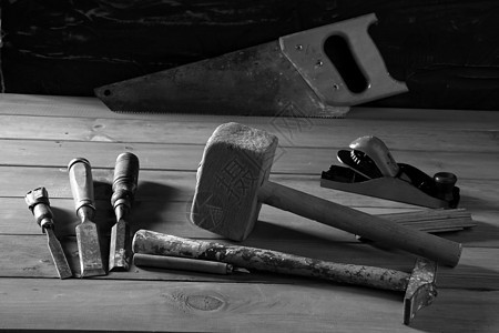木匠工具看到铁锤木木板飞机喷口职业成套艺术家工艺工匠木头维修钻头乐器工人图片