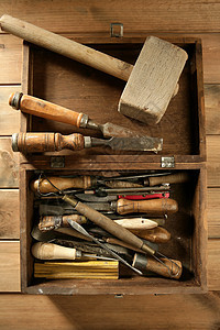 用于手工艺的手工艺工具金属木材工作工具箱木头案件建造职业乐器锤子图片