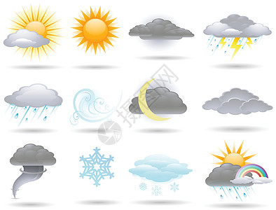 矢量天气图标收藏雪花网络插图温度温度计月亮气候季节风暴太阳图片