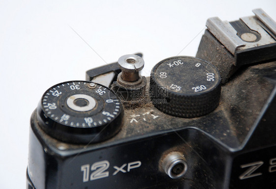 古老旧相片照相机爱好对象设备物体白色光圈古董拍照机件快门图片
